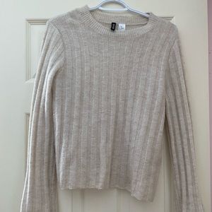 BEIGE KNITTED DIVIDED LOOSE TOP